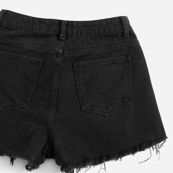 NWT Large 8/10 Goth Sun & Moon Graphic Distressed Denim Shorts - Picture 3 of 8